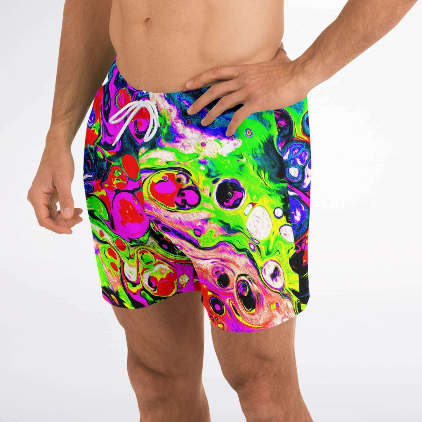 Bright Abstract Fluid Rave Swim Trunks