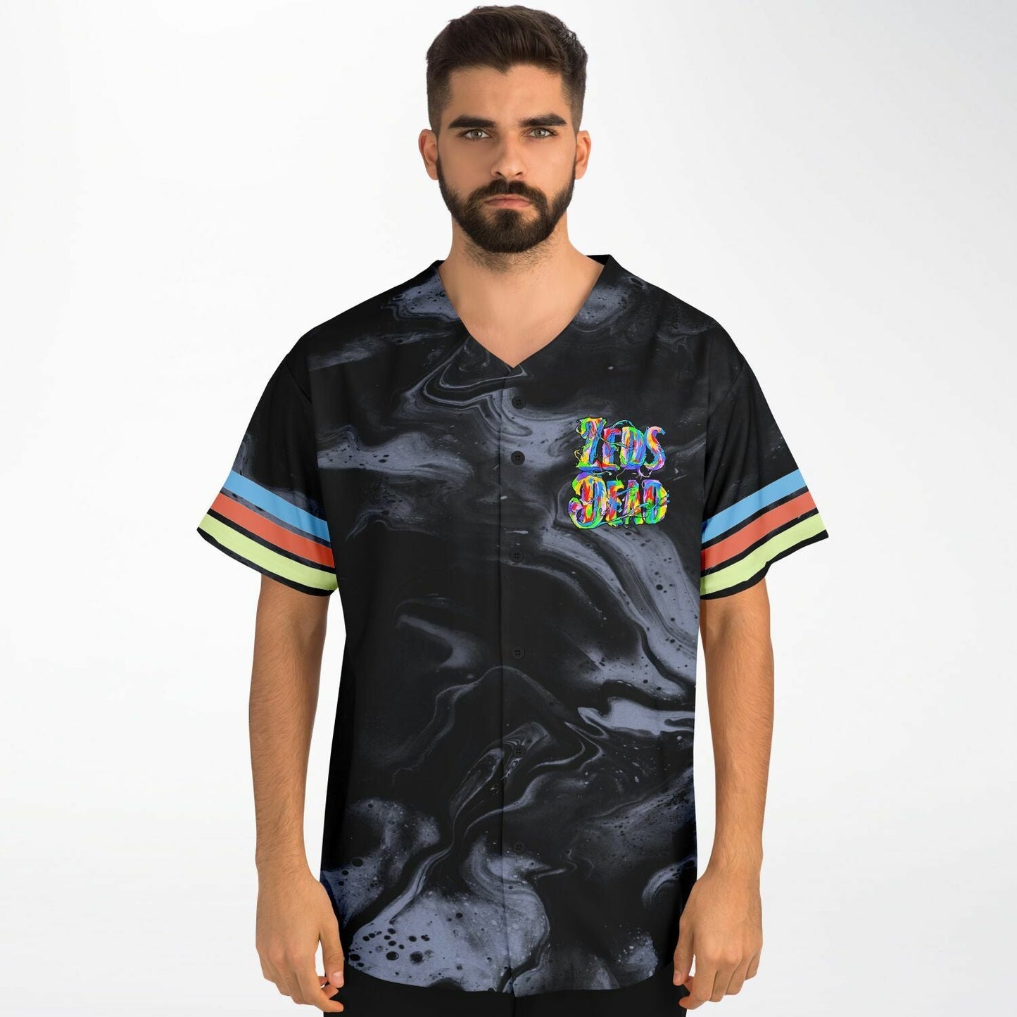 Zeds Dead Black Charcoal Psychedelic Marbled Rave Baseball Jersey