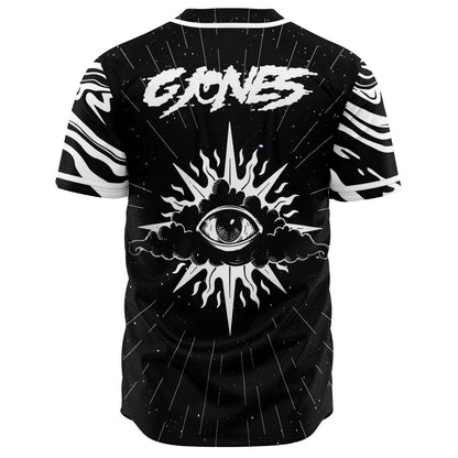 G Jones Black White Hypnotic Keyhole Rave Baseball Jersey