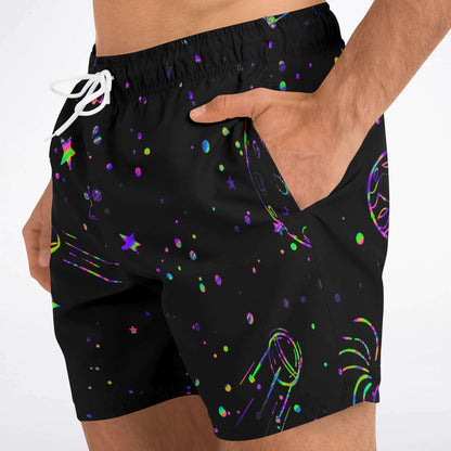 Black Outer Space Rave Swim Trunks