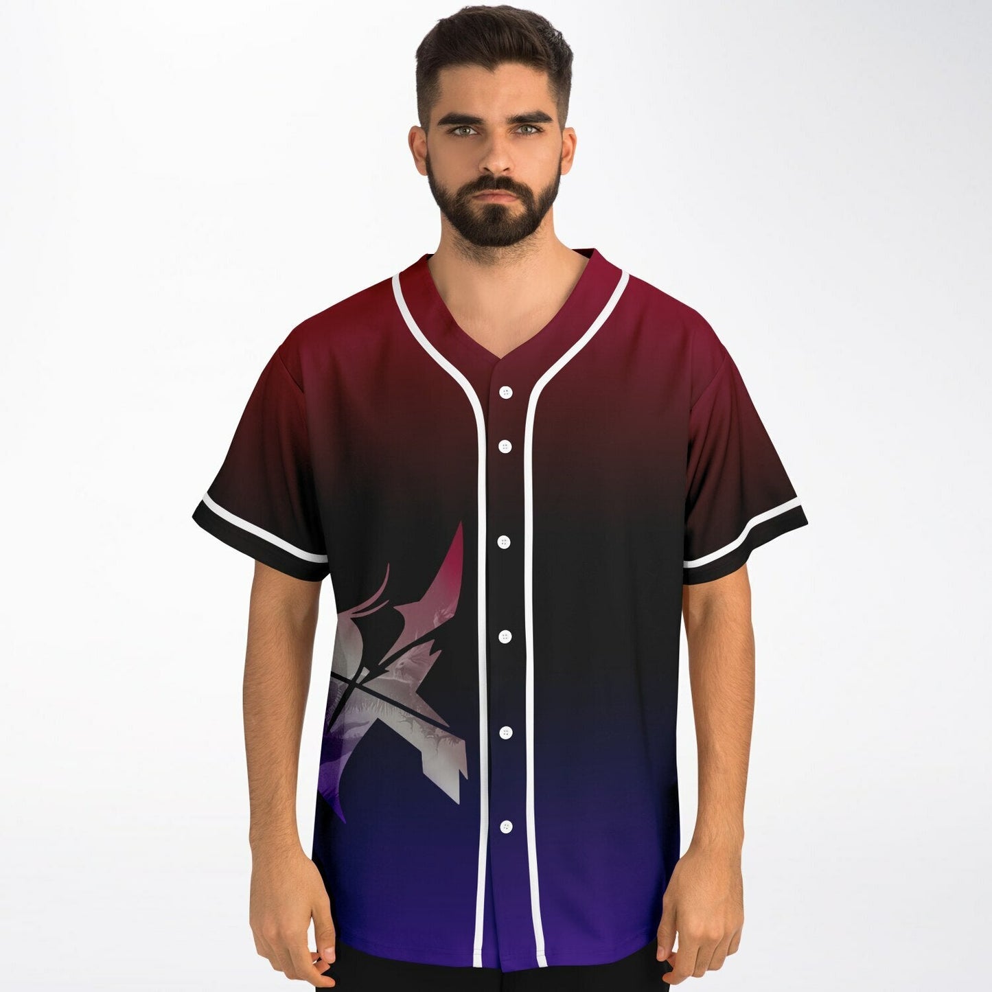Crybanger Dark Maroon Stylized Bird Rave Baseball Jersey