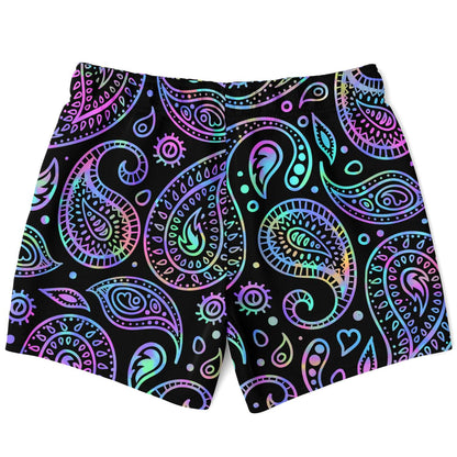 Black Paisley Bandana Rave Swim Trunks