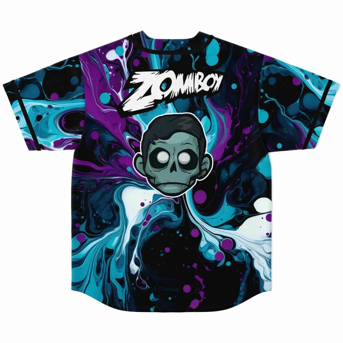 Zomboy Teal Swirled Marble Rave Baseball Jersey