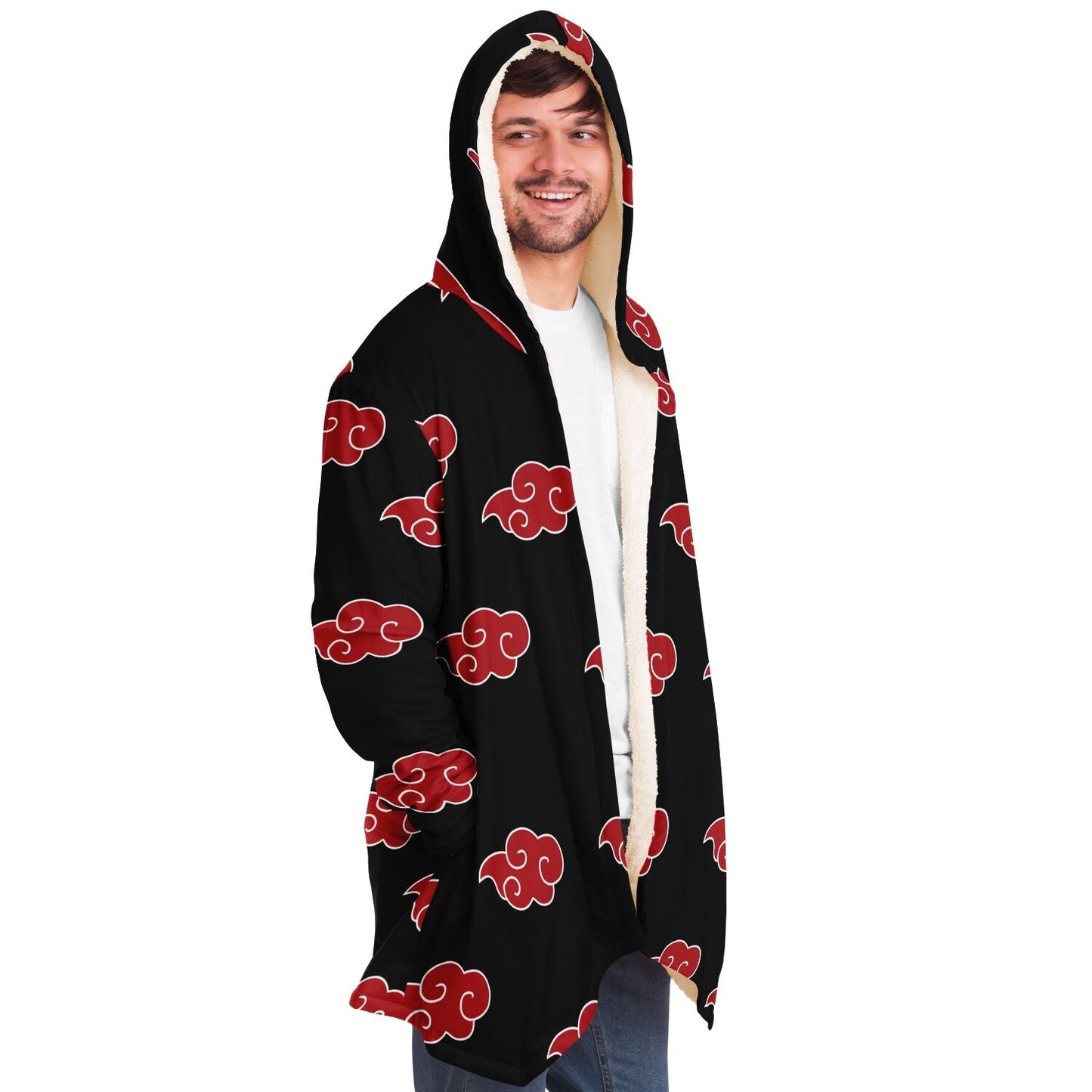 Black Repeating Red Rave Cloak