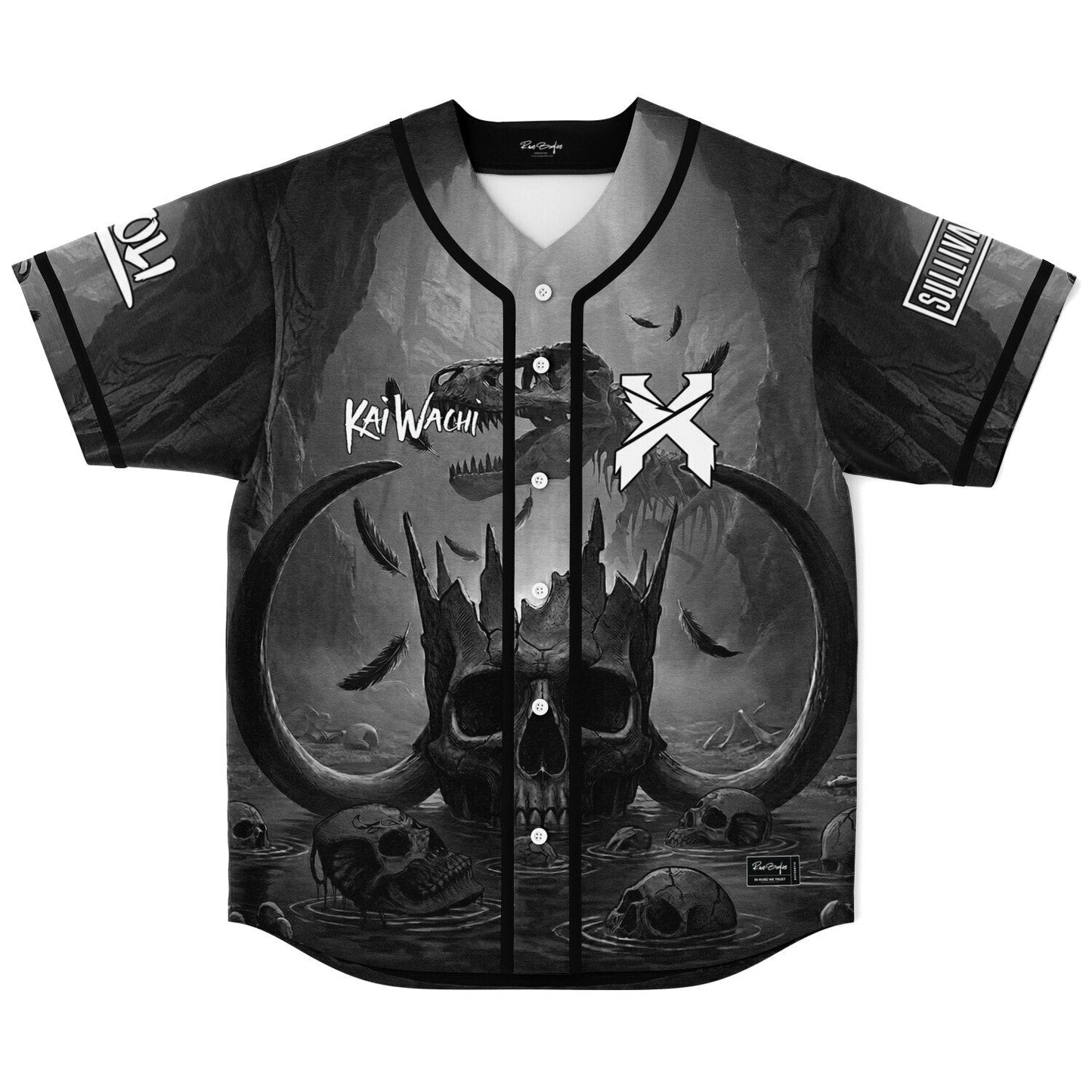 Kai Wachi Black White Cracked Crowned Rave Baseball Jersey