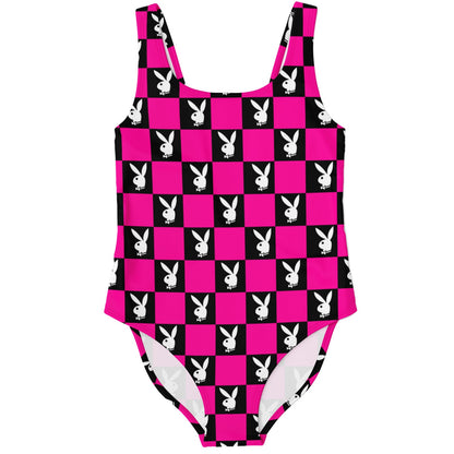 Hot Pink Checkerboard Grid Rave Swimsuit