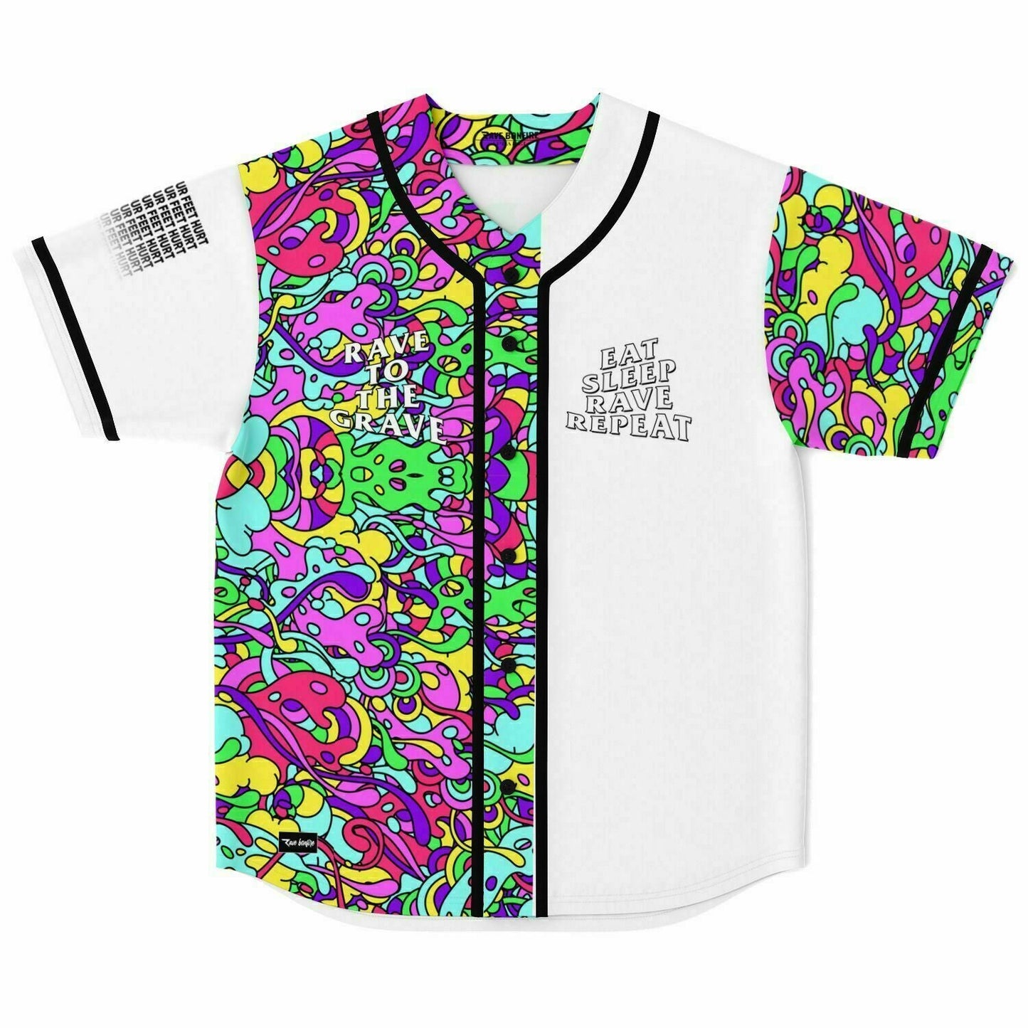 White Dense Psychedelic Rave Baseball Jersey