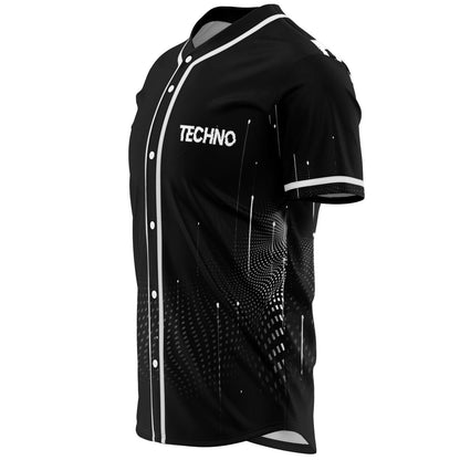Black Distressed ‘Techno’ Rave Baseball Jersey