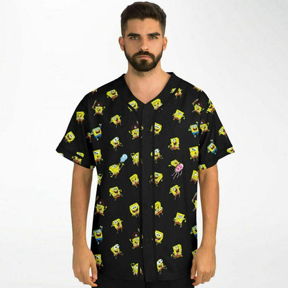 Black Repeating Tossed Rave Baseball Jersey