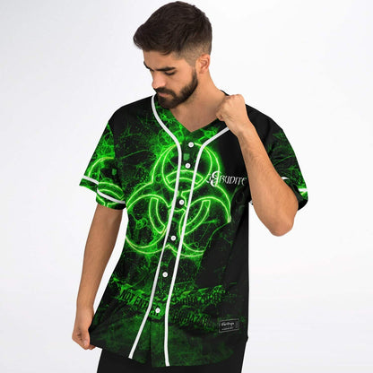 Erudite Black Glowing Biohazard Rave Baseball Jersey