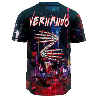 Black Rainy Neon Rave Baseball Jersey
