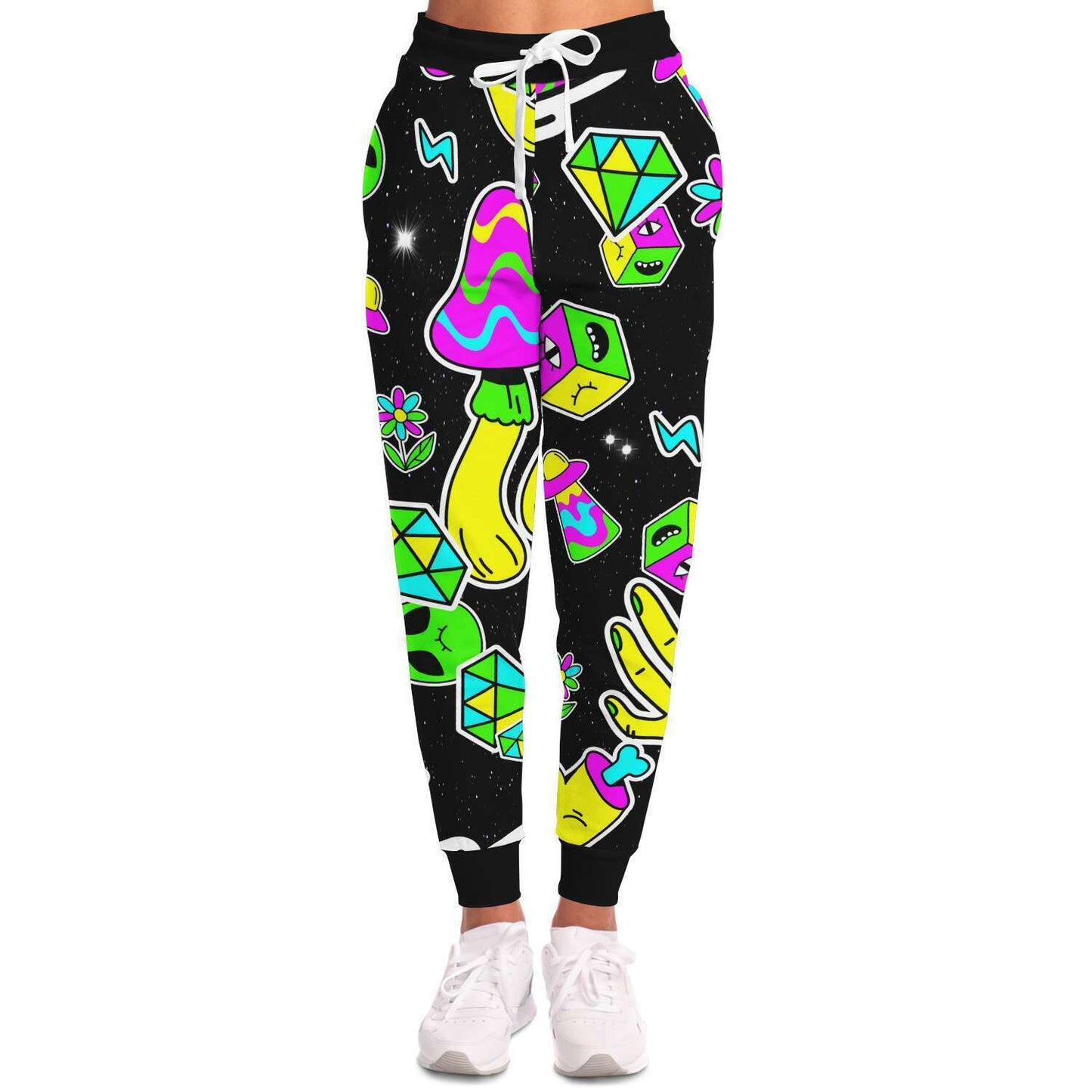Black Cartoon Sticker Rave Joggers