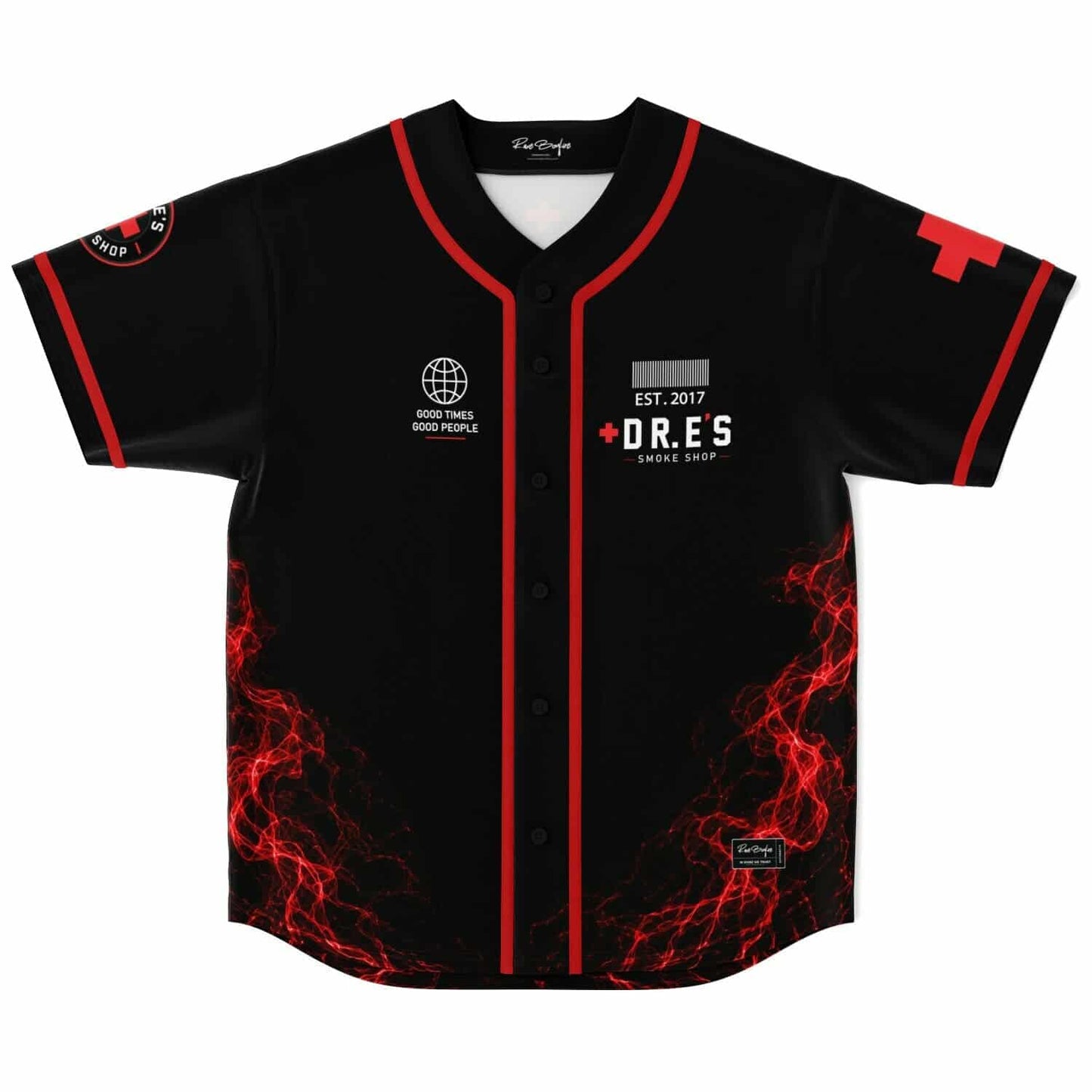 Black Red Electric Rave Baseball Jersey