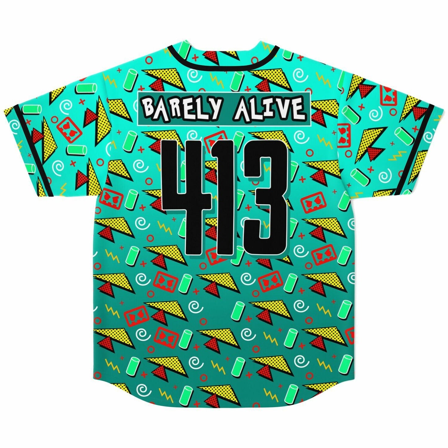 Barely Alive Teal 1990S Memphis Rave Baseball Jersey
