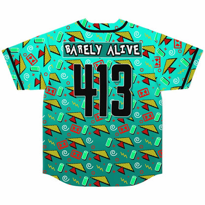 Barely Alive Teal 1990S Memphis Rave Baseball Jersey
