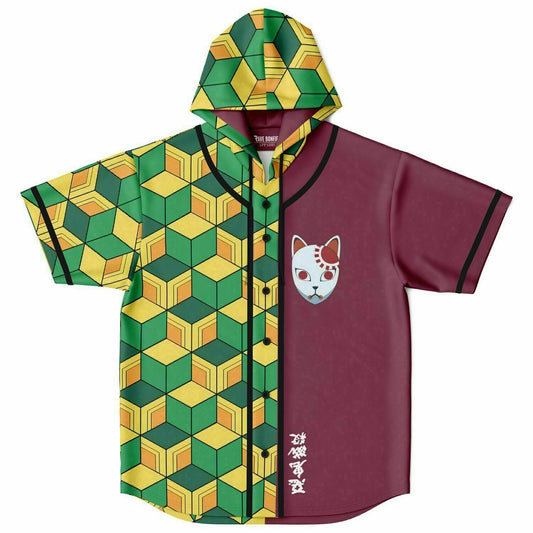 Green Yellow Rave Hooded Baseball Jersey