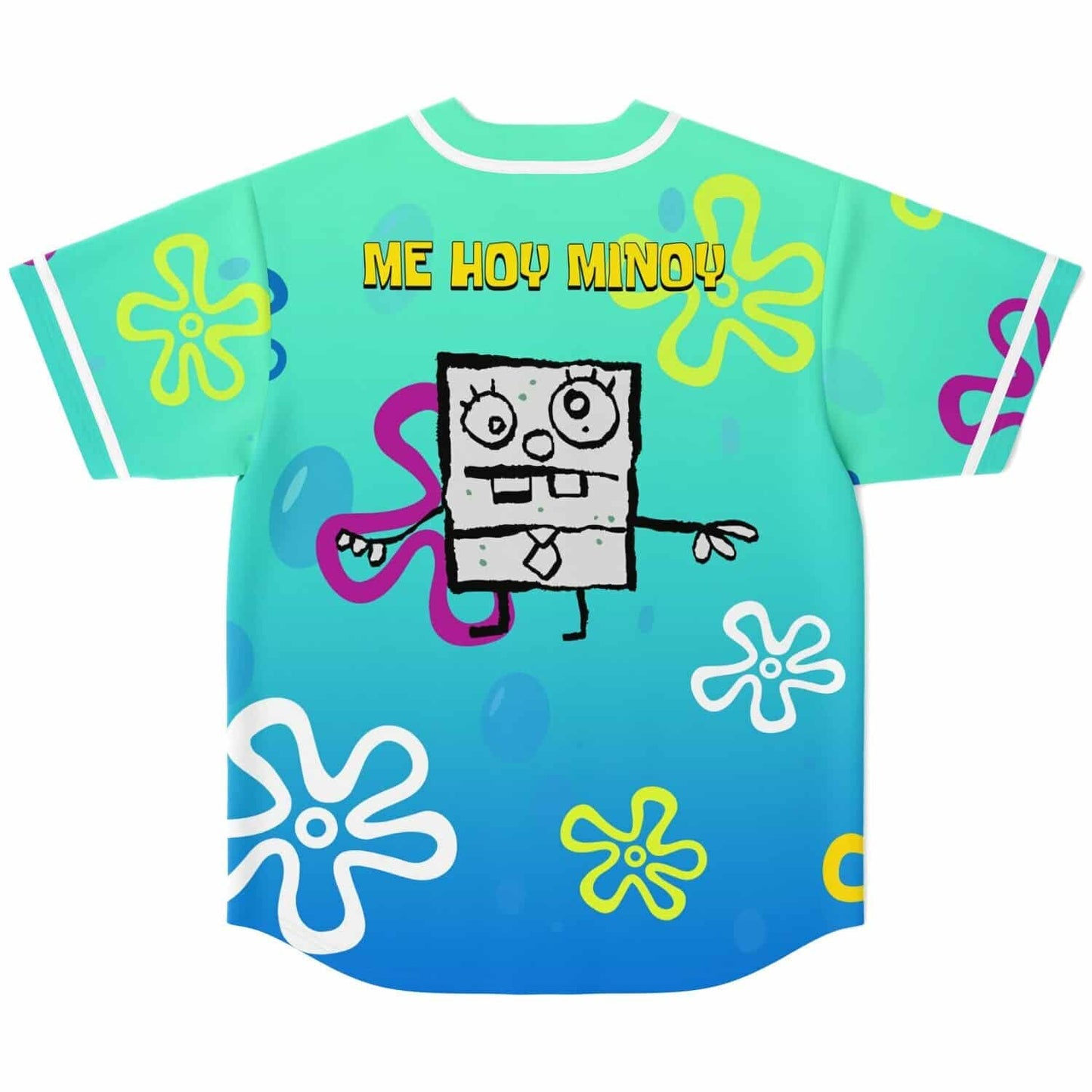 Teal Blue Spongebob Rave Baseball Jersey