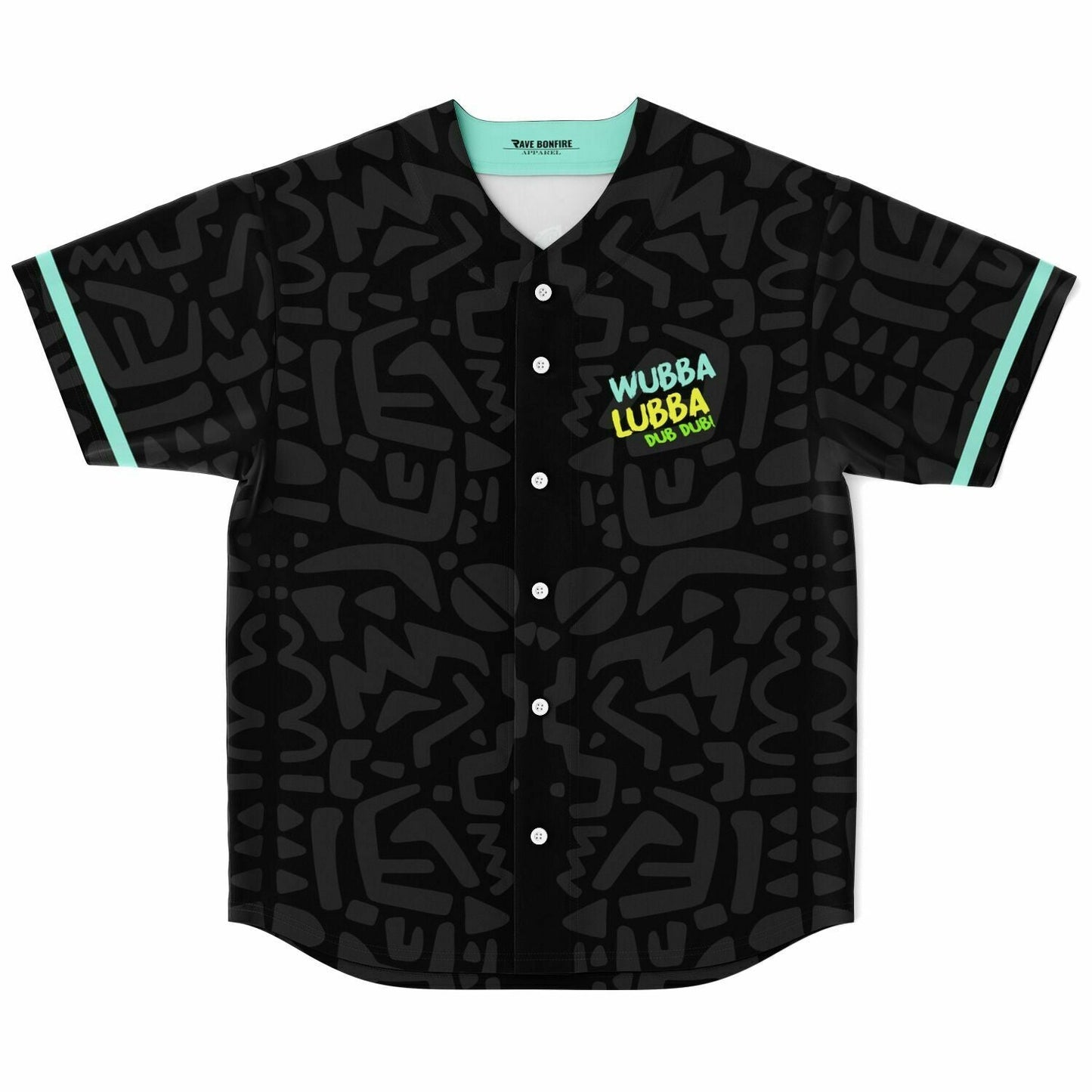Black Abstract Doodle Rave Baseball Jersey