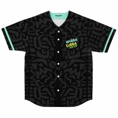 Black Abstract Doodle Rave Baseball Jersey