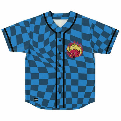 Lil Texas Blue Dark Warped Checkerboard Rave Baseball Jersey
