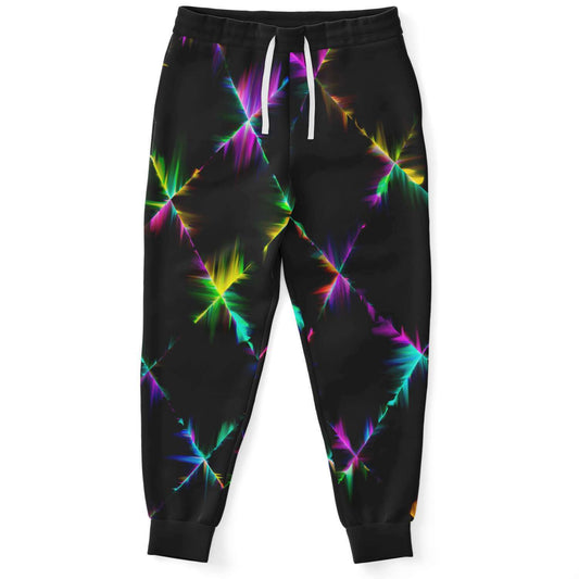 Black Abstract Feathered Rave Joggers