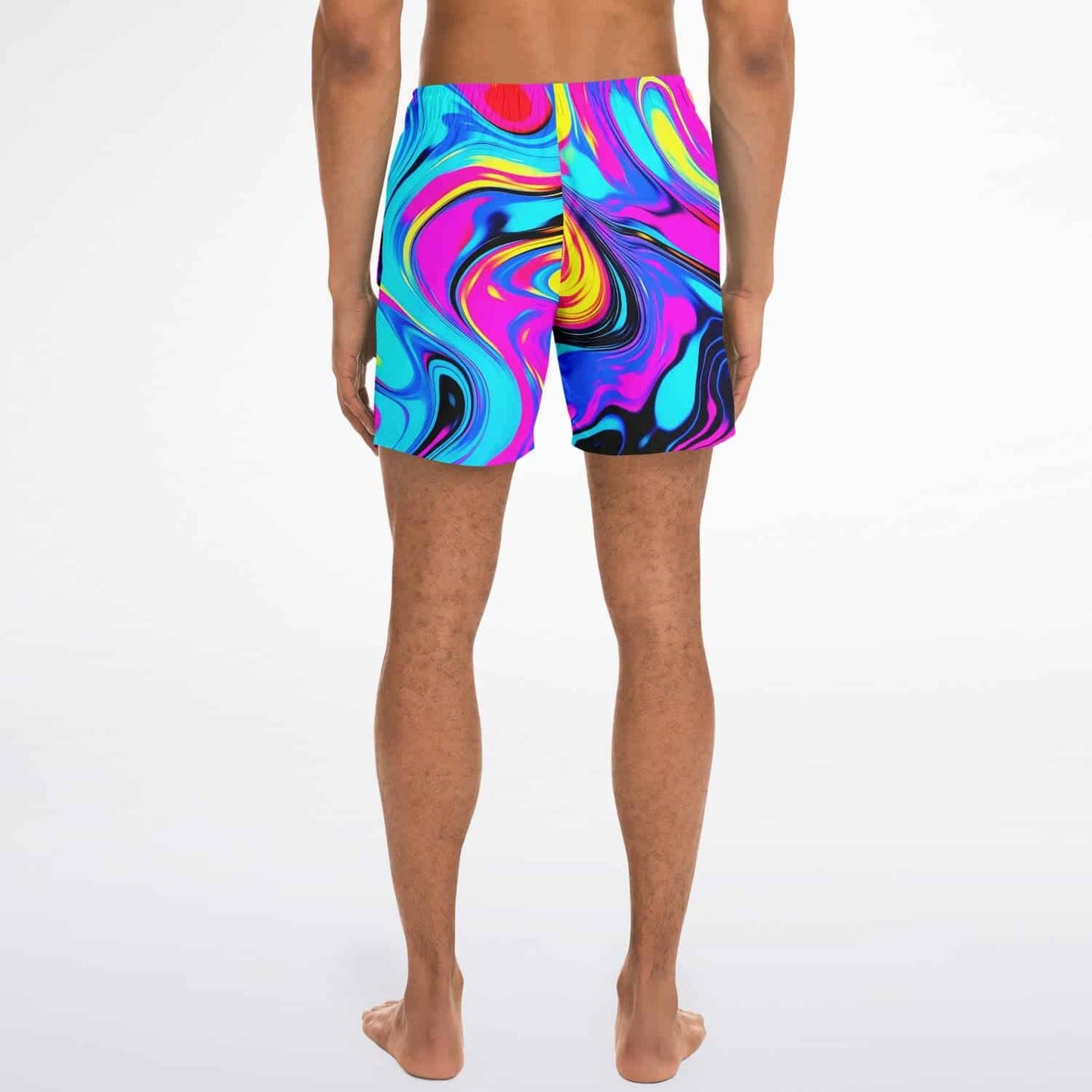 Hot Pink Swirling Liquid Rave Swim Trunks