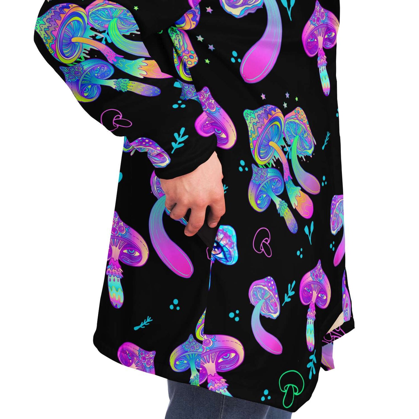 Black Glowing Psychedelic Rave Cloak