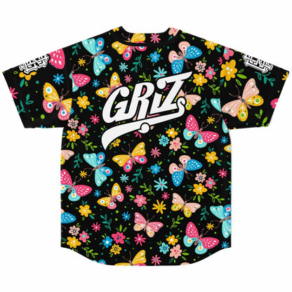 GRiZ Black Colorful Butterflies Rave Baseball Jersey