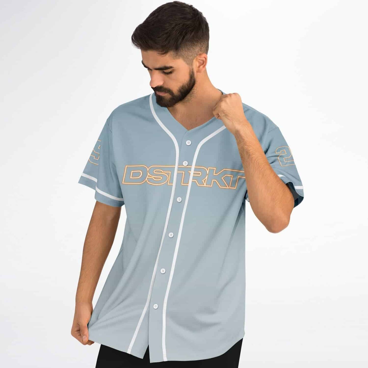 Light Blue Outlined Tech Rave Baseball Jersey