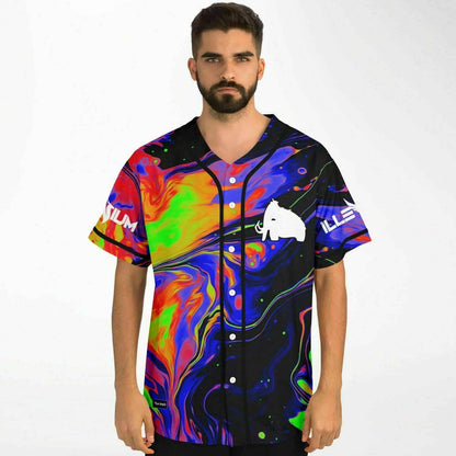 Excision Black Trippy Liquid Rave Baseball Jersey