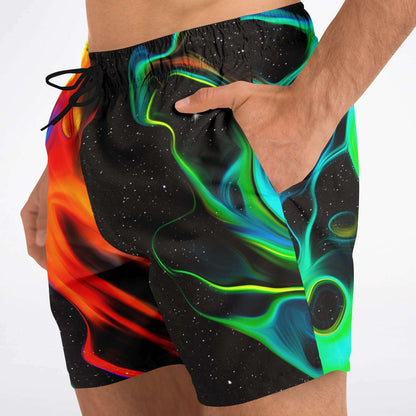 Black Abstract Flowing Rave Swim Trunks