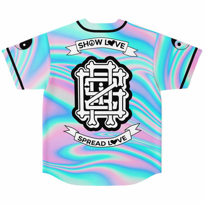 GRiZ Pastel Holographic Iridescent Oil Rave Baseball Jersey