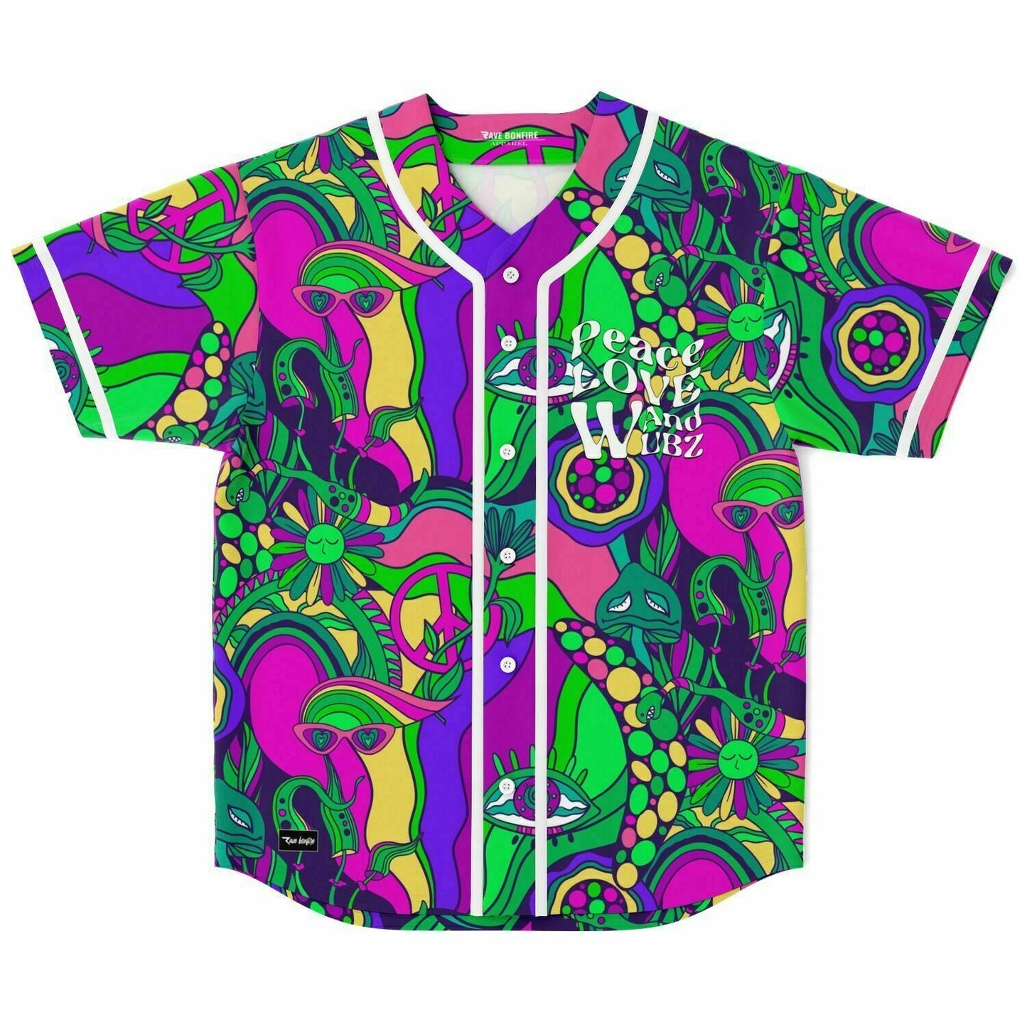Vivid Magenta Psychedelic Collage Rave Baseball Jersey