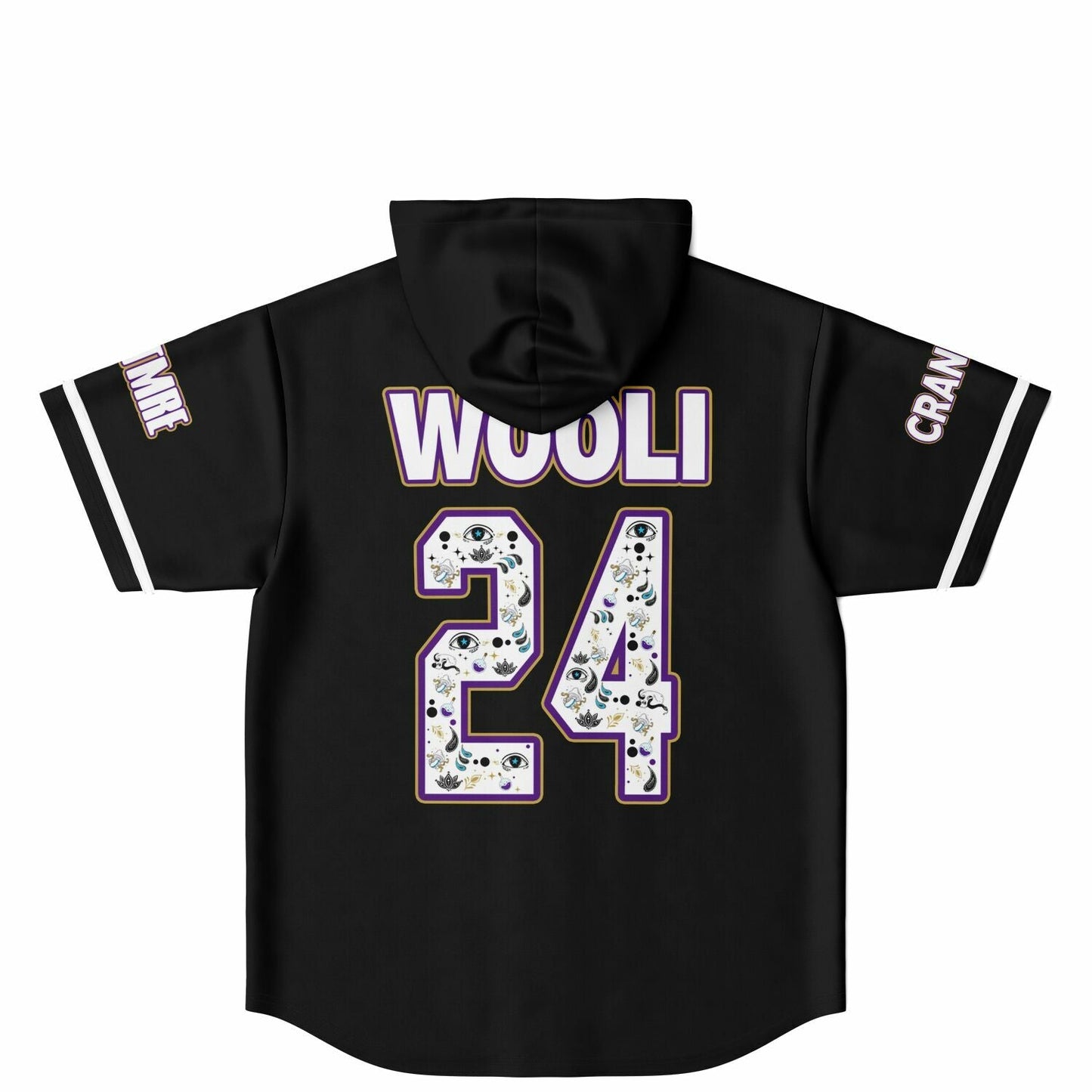 Wooli Black Sports Name Rave Hooded Baseball Jersey