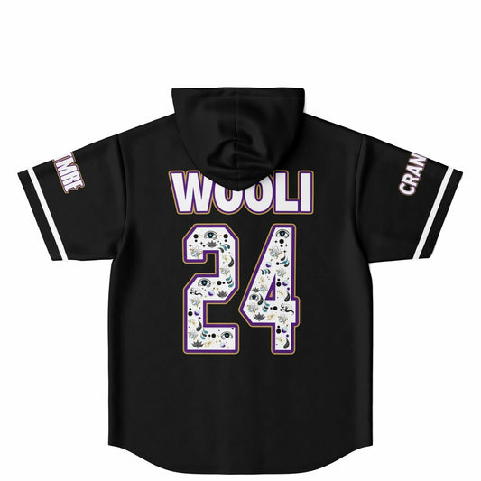 Wooli Black Sports Name Rave Hooded Baseball Jersey