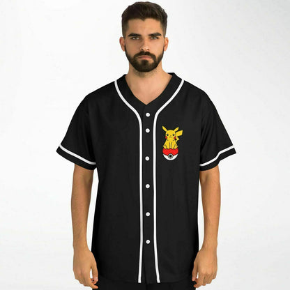 Black Pikachu Sitting Rave Baseball Jersey