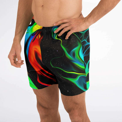 Black Abstract Flowing Rave Swim Trunks