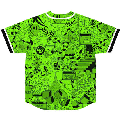 Neon Lime Dense Doodle Rave Baseball Jersey
