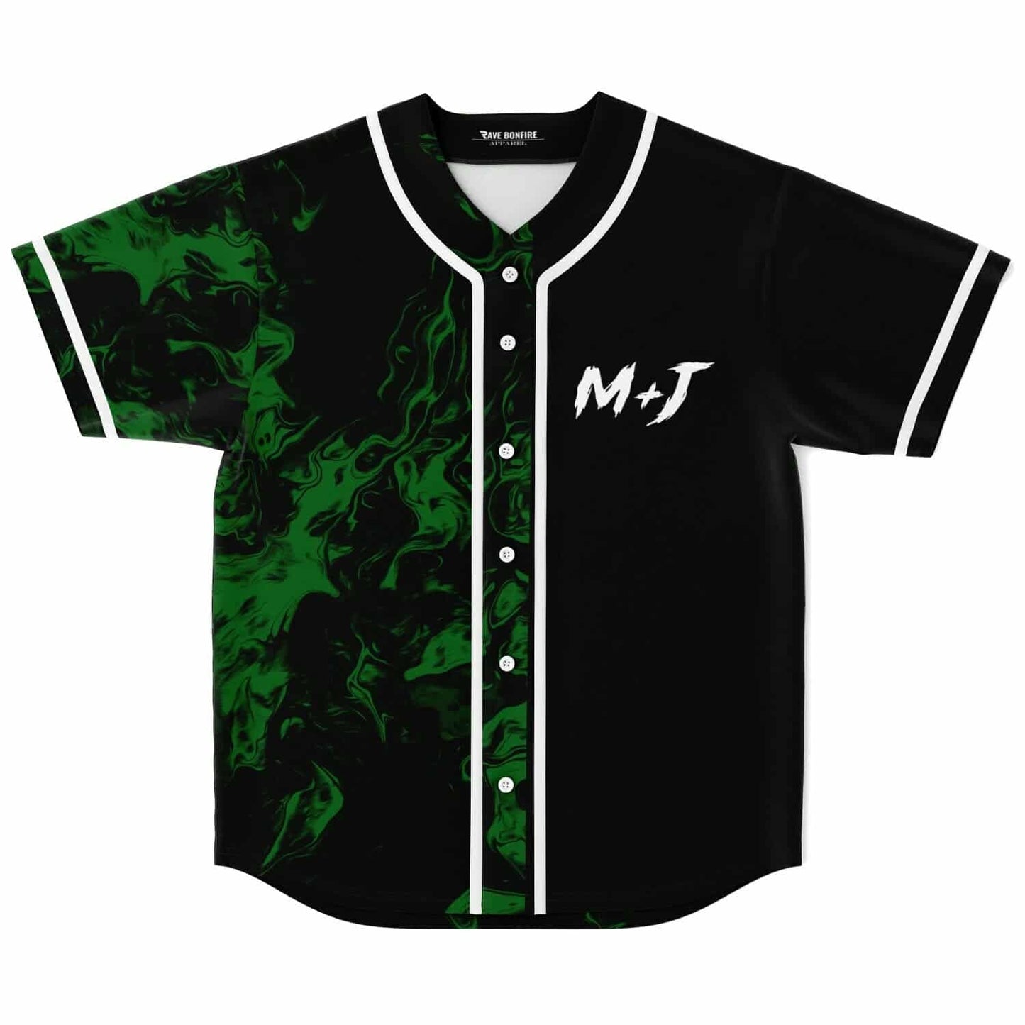 Black Green Liquid Rave Baseball Jersey