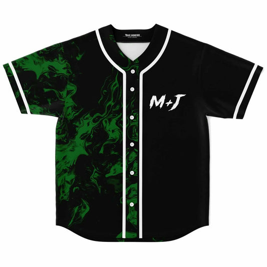 Black Green Liquid Rave Baseball Jersey