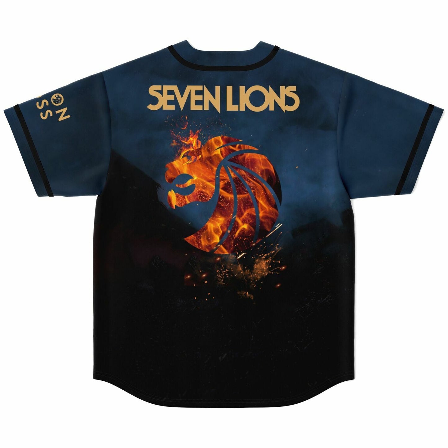 Seven Lions Navy Blue Fiery Lion Rave Baseball Jersey