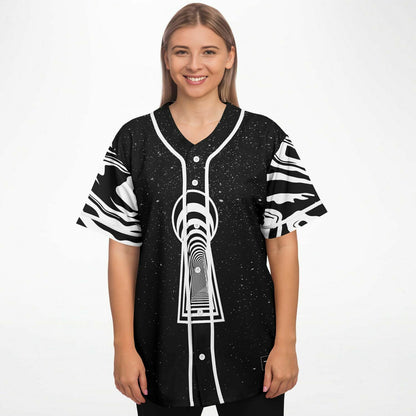 Black White Starry Galaxy Rave Baseball Jersey