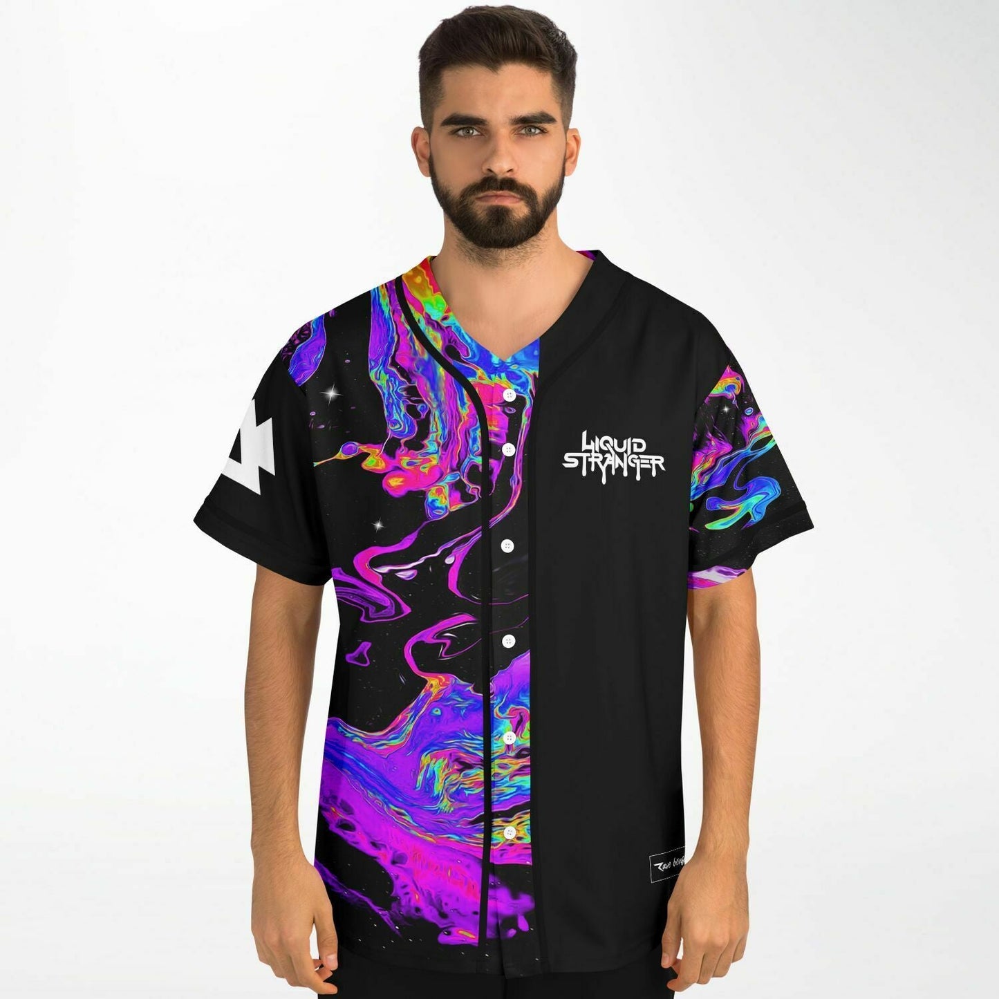 Liquid Stranger Black Psychedelic Marble Rave Baseball Jersey