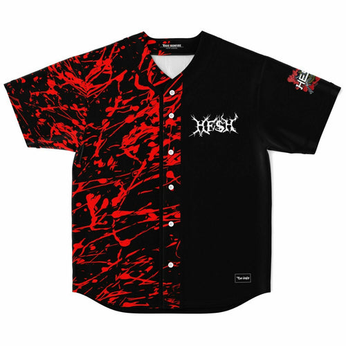 HESH Black Red Paint Rave Baseball Jersey