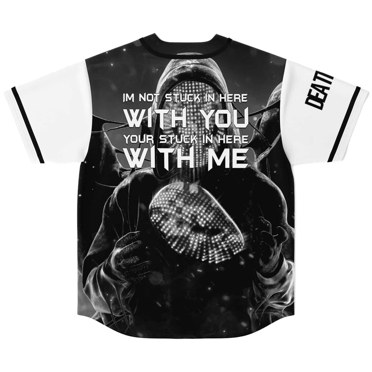 Deathpact Black White Hooded Figure Rave Baseball Jersey