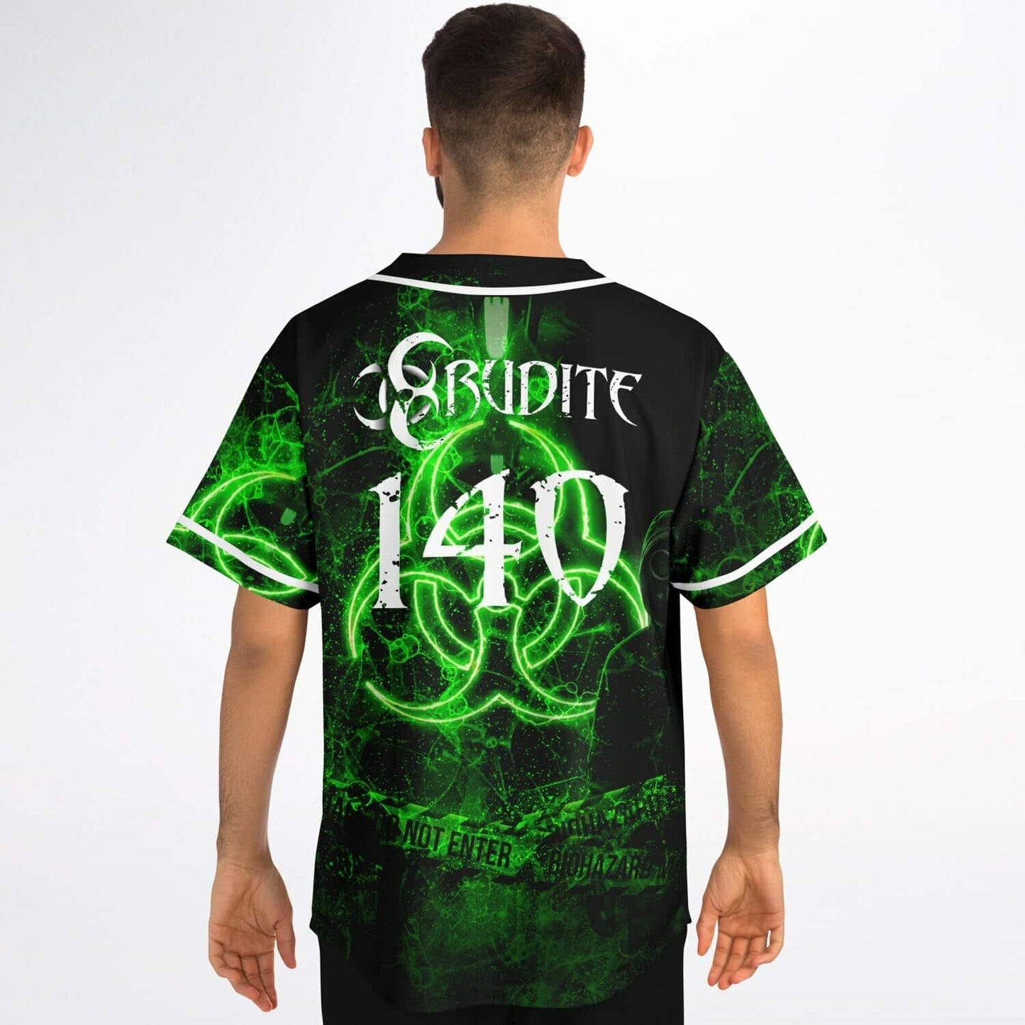 Erudite Black Glowing Biohazard Rave Baseball Jersey