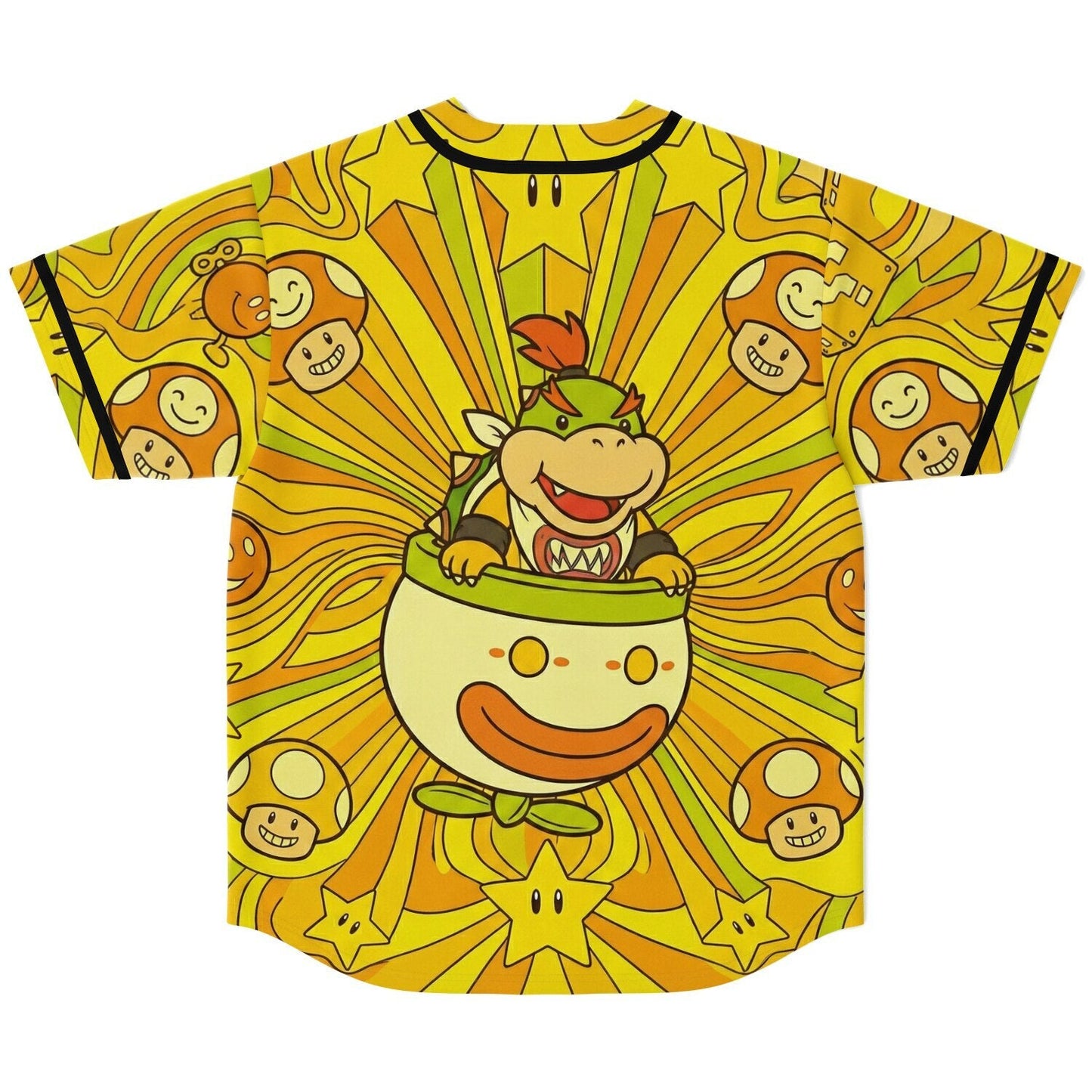 Bright Yellow Bowser Jr Rave Baseball Jersey