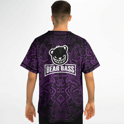Bear Bass Purple Black Dense Symmetrical Rave Baseball Jersey