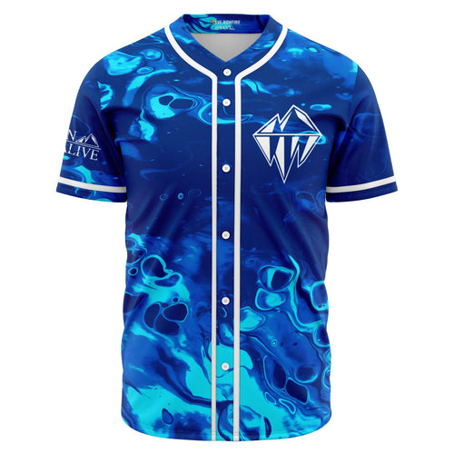 Royal Blue Swirling Liquid Rave Baseball Jersey