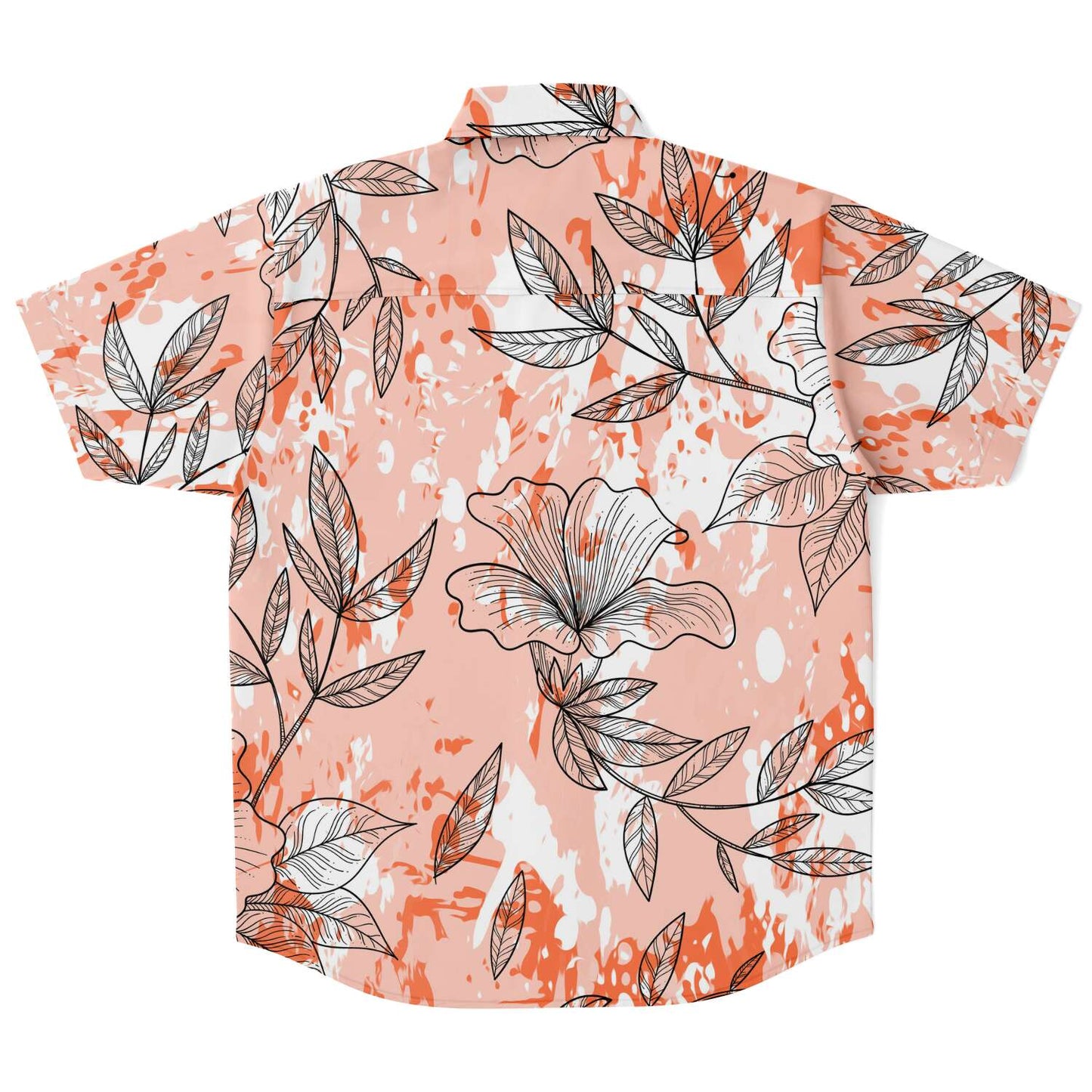 Orangy flowers short sleeve button down shirt